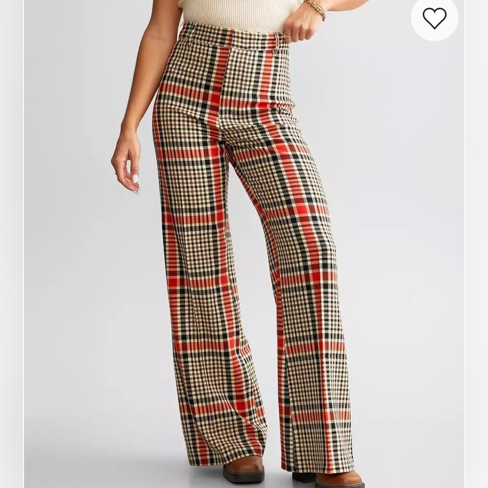 Free People Jules Plaid Flare Pants Size 14